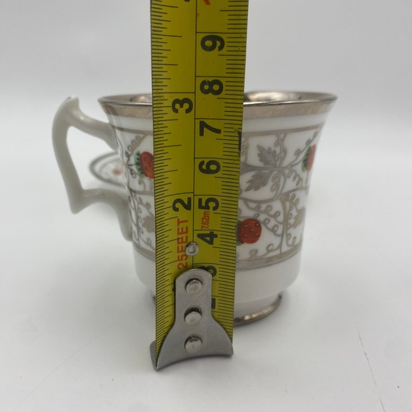 Royal Chelsea Teacup & Saucer 2242A Strawberries Silver - Picture 5 of 12